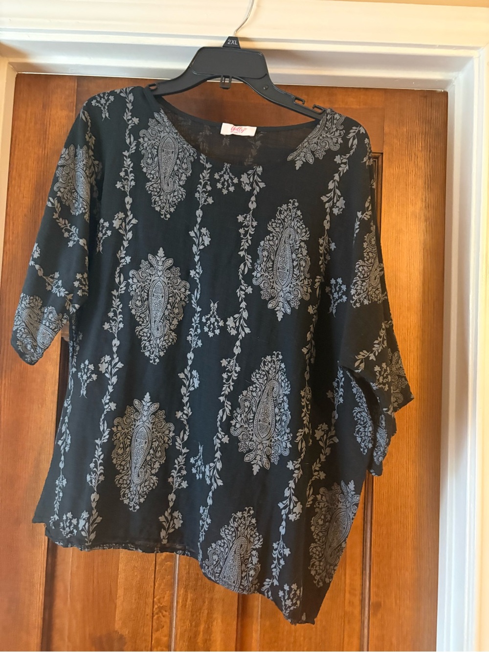 Mr & Mrs Italy Black Tunic with Gray Paisley Motif